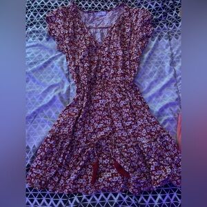 red floral dress